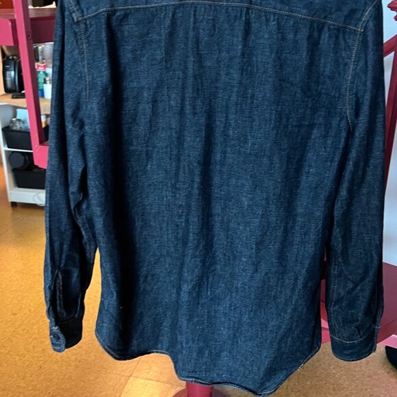 Non-stretch Raw/Selvedge Denim Button Up Shirt - Picture 5 of 9